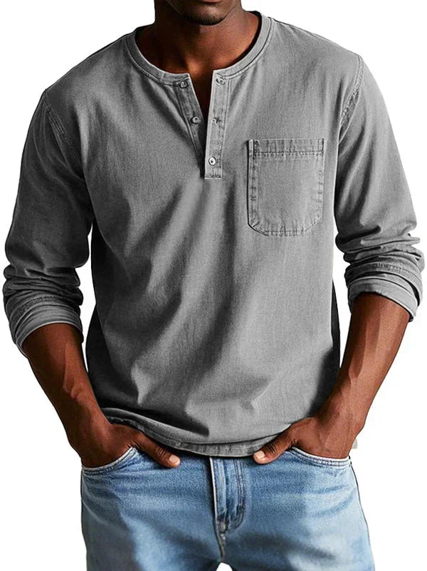 Philipp | Herren Lässiges Langarm-Henleyshirt