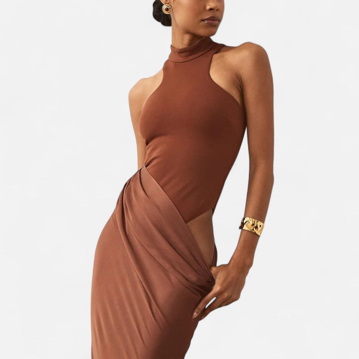 Kerstin | Damen Maxikleid mit Cut-Out und Neckholder