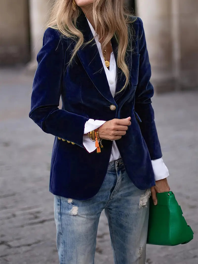 Sabina | Damen Klassischer Blazer mit Ein-Knopf-Verschluss