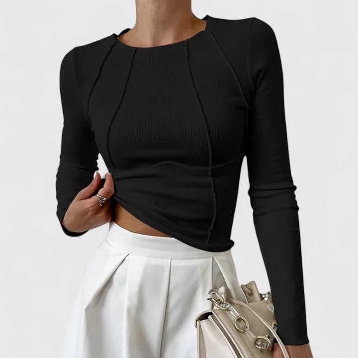 Doris | Damen Lässiges Langarmshirt, Enganliegend