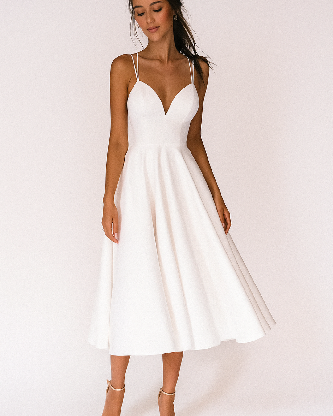 Lena | Damen Träger Midi Kleid für Hochzeitsgäste