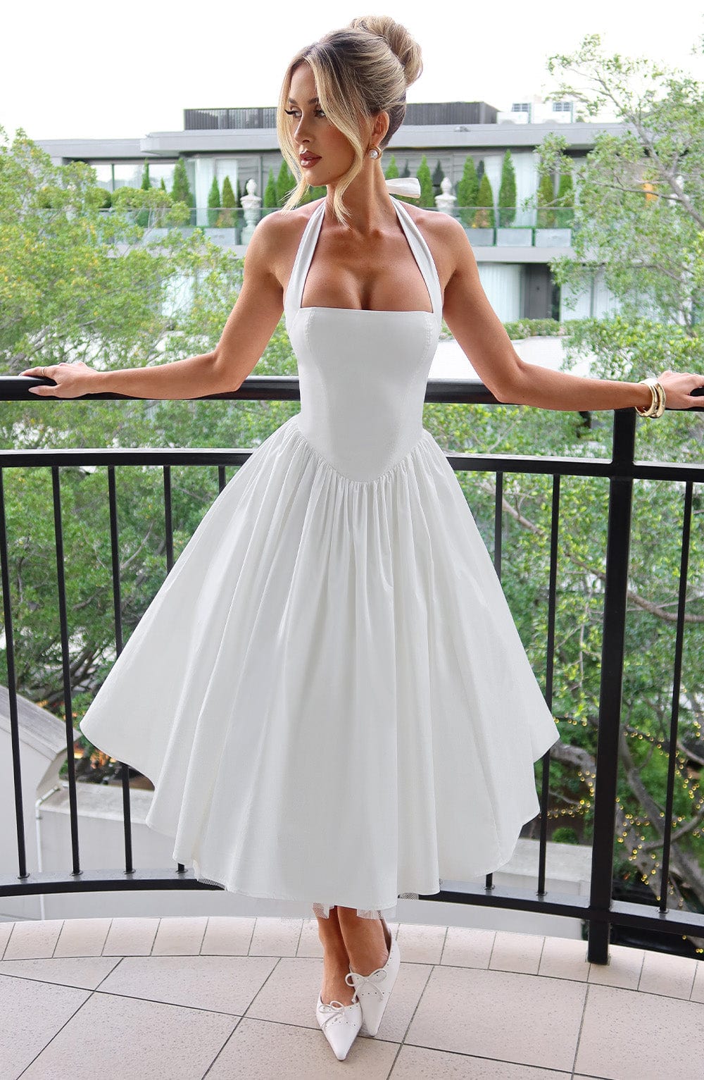 Lydia | Damen Halter Midi Kleid für Hochzeitsgäste