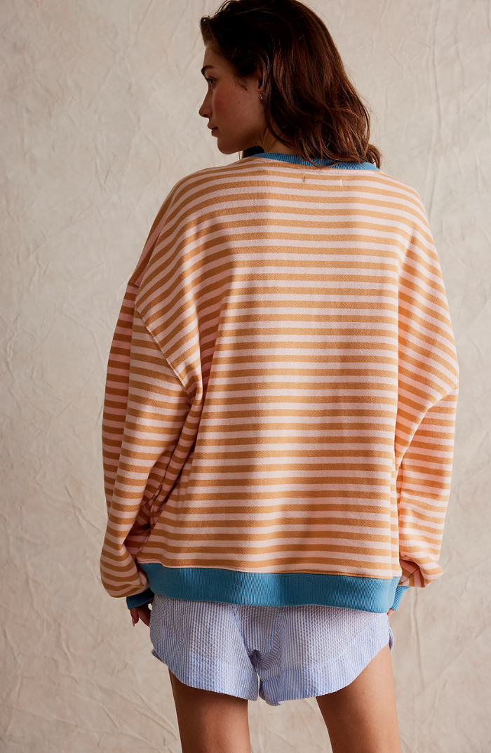 Anja | Damen Gestreifter Rundhals-Pullover für den Frühling