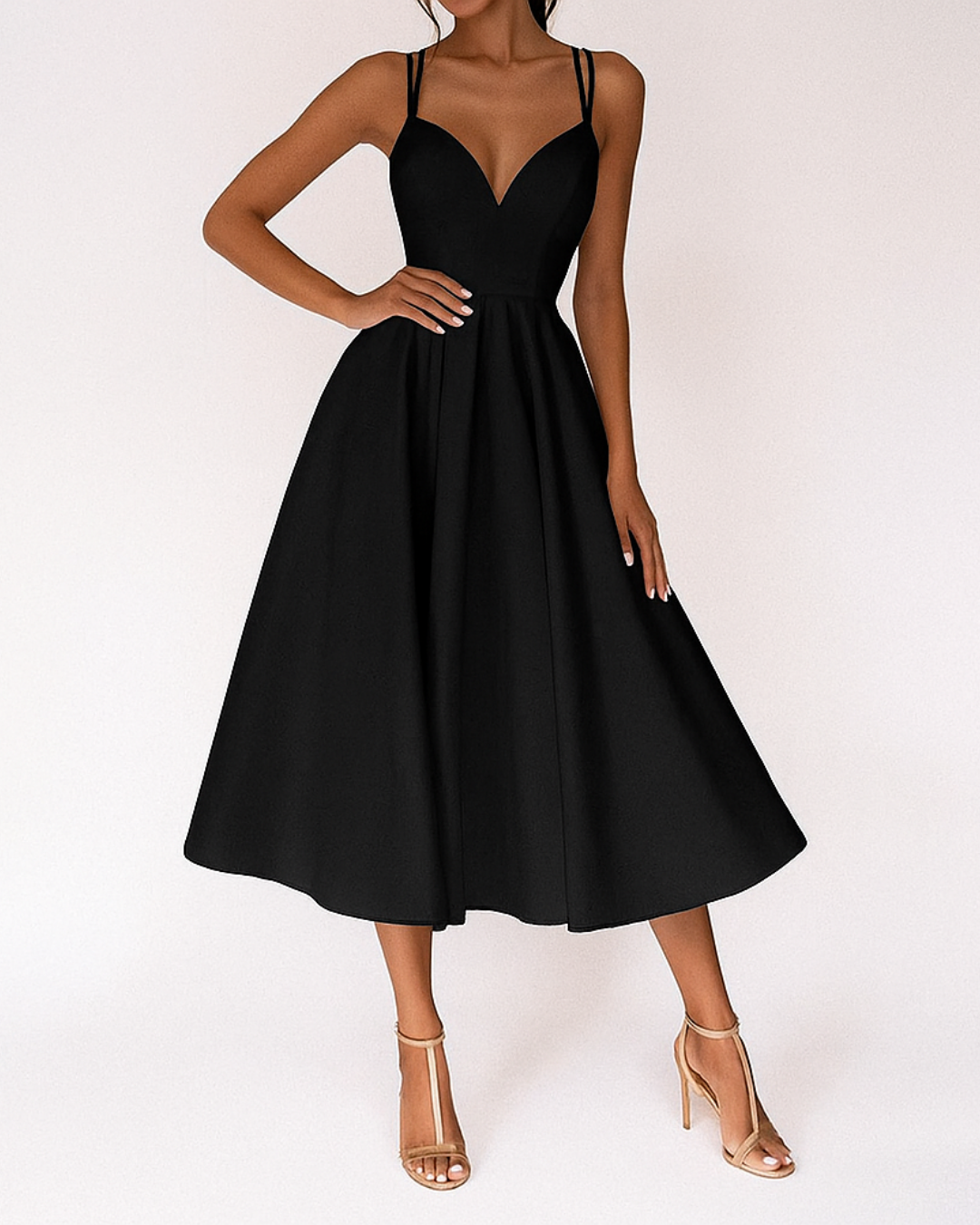 Lena | Damen Träger Midi Kleid für Hochzeitsgäste