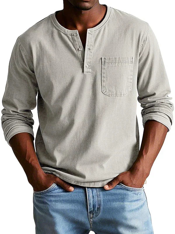 Philipp | Herren Lässiges Langarm-Henleyshirt