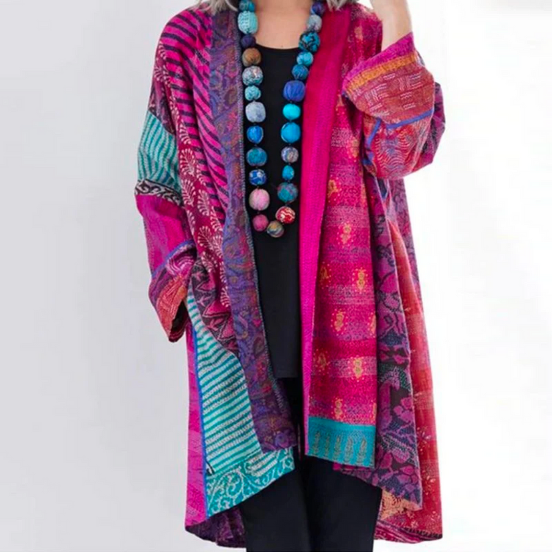 Hanna | Damen Locker geschnittene Boho-Strickjacke in Duster-Länge