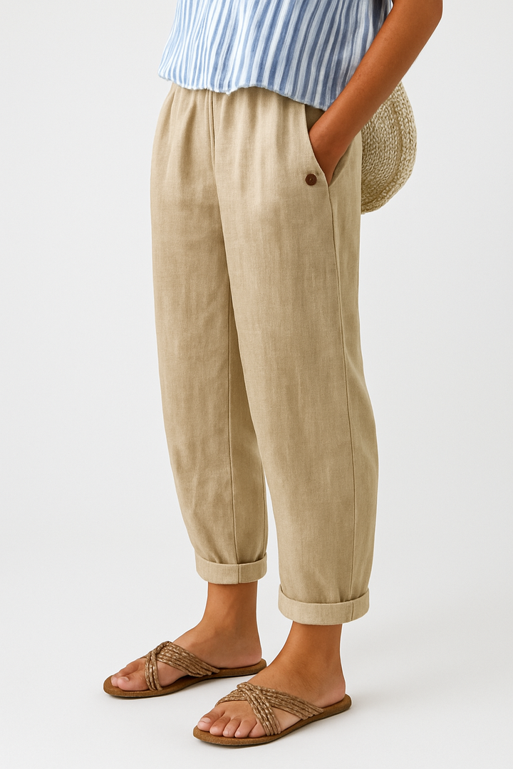 Isabella | Damen Lässige Hose Mit Taschen Und Umschlag
