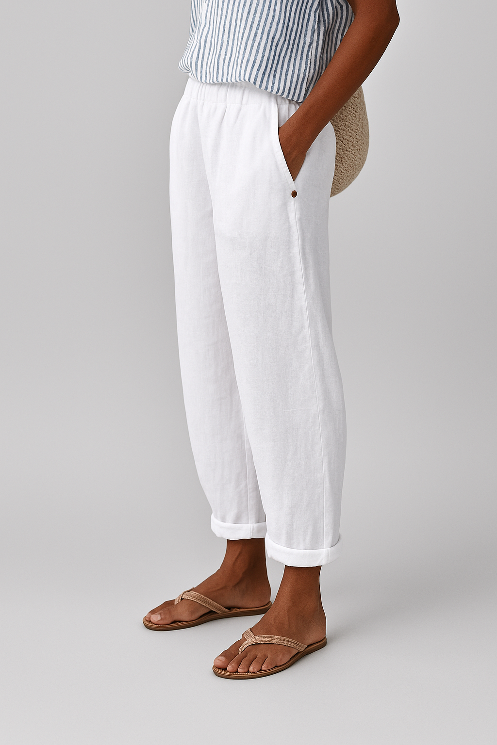 Isabella | Damen Lässige Hose Mit Taschen Und Umschlag
