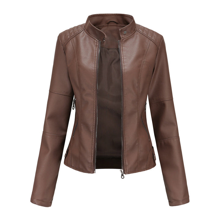 Kirsten | Damen Kunstleder-Bikerjacke mit Reißverschluss