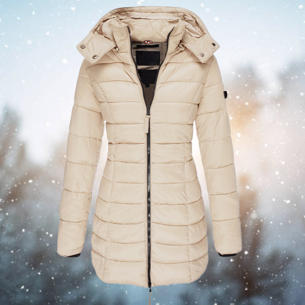 Nicole | Damen Lange Steppjacke mit Kapuze für den Winter