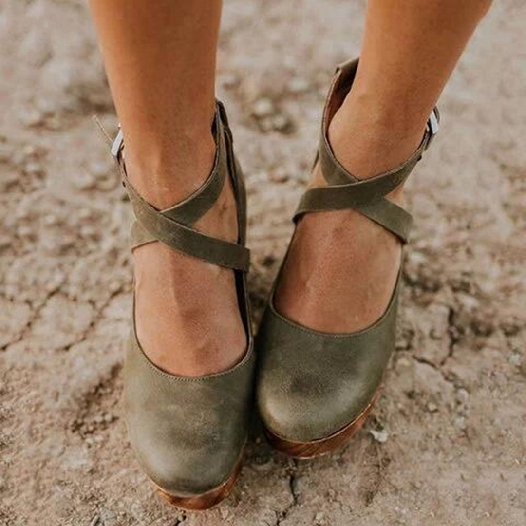Julia | Damen Elegante Geschlossene Zehen Wedge High Heels