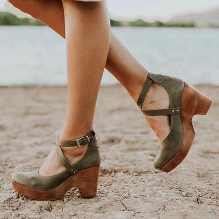 Julia | Damen Elegante Geschlossene Zehen Wedge High Heels