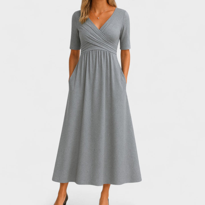 Elsa | Damen Kleid im Wickelstil mit V-Ausschnitt