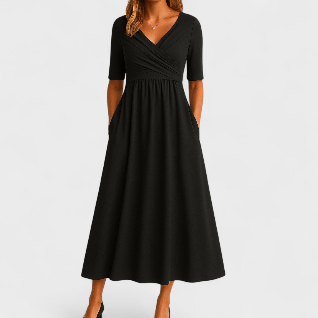 Elsa | Damen Kleid im Wickelstil mit V-Ausschnitt