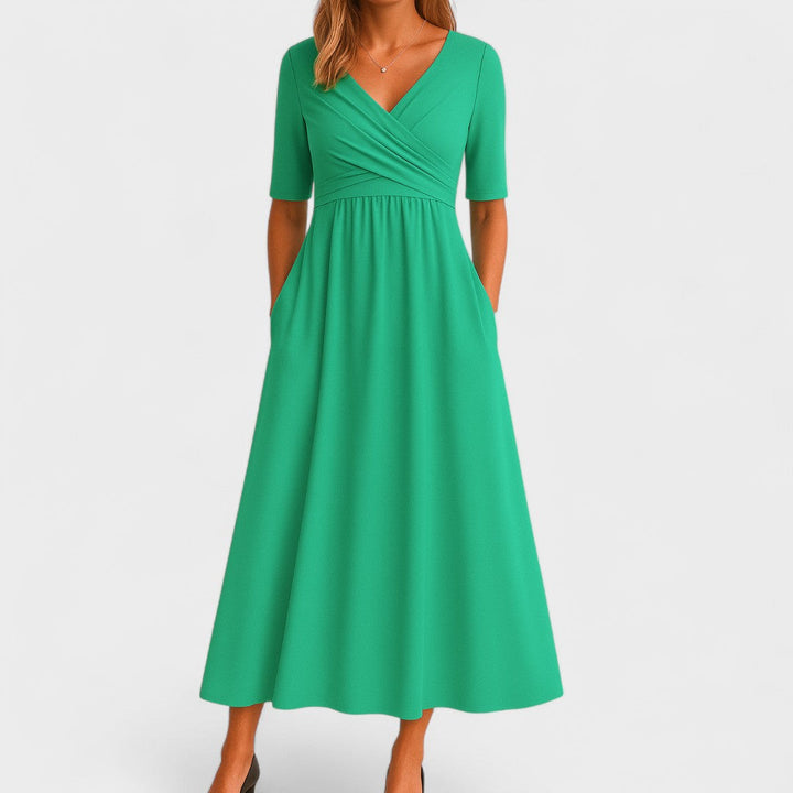 Elsa | Damen Kleid im Wickelstil mit V-Ausschnitt