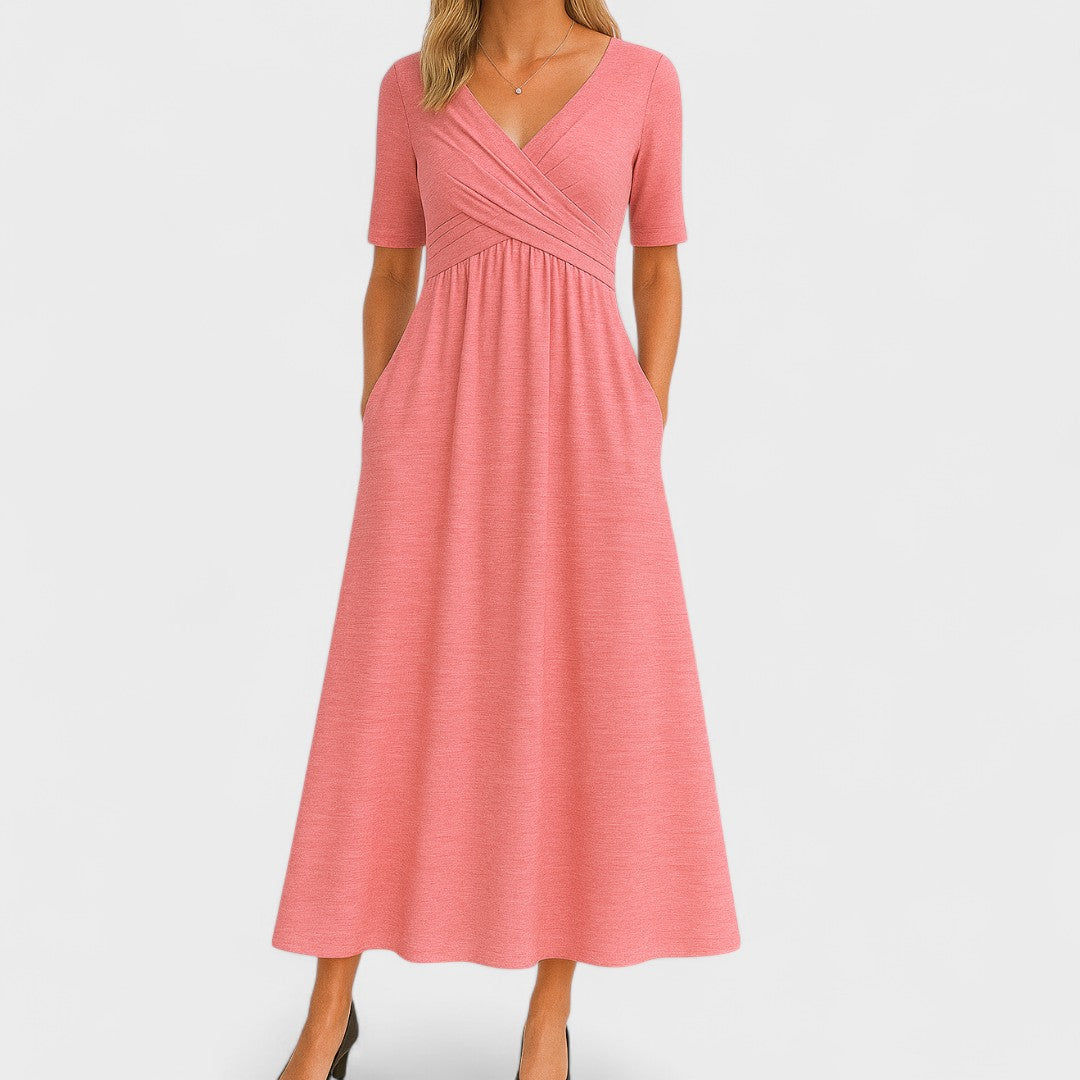 Elsa | Damen Kleid im Wickelstil mit V-Ausschnitt