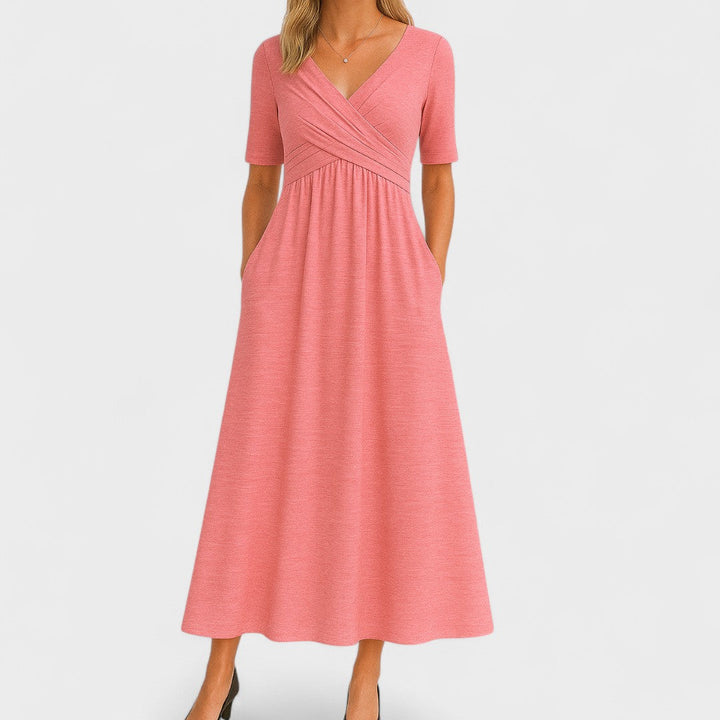 Elsa | Damen Kleid im Wickelstil mit V-Ausschnitt