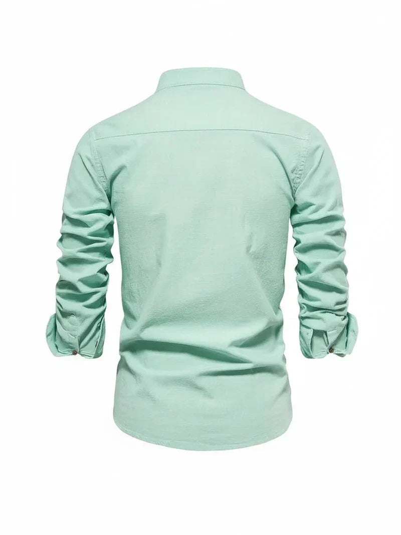 Yannick | Herren Stehkragen Knopfleiste Freizeit Shirt