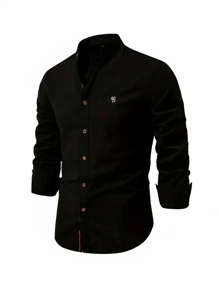 Yannick | Herren Stehkragen Knopfleiste Freizeit Shirt