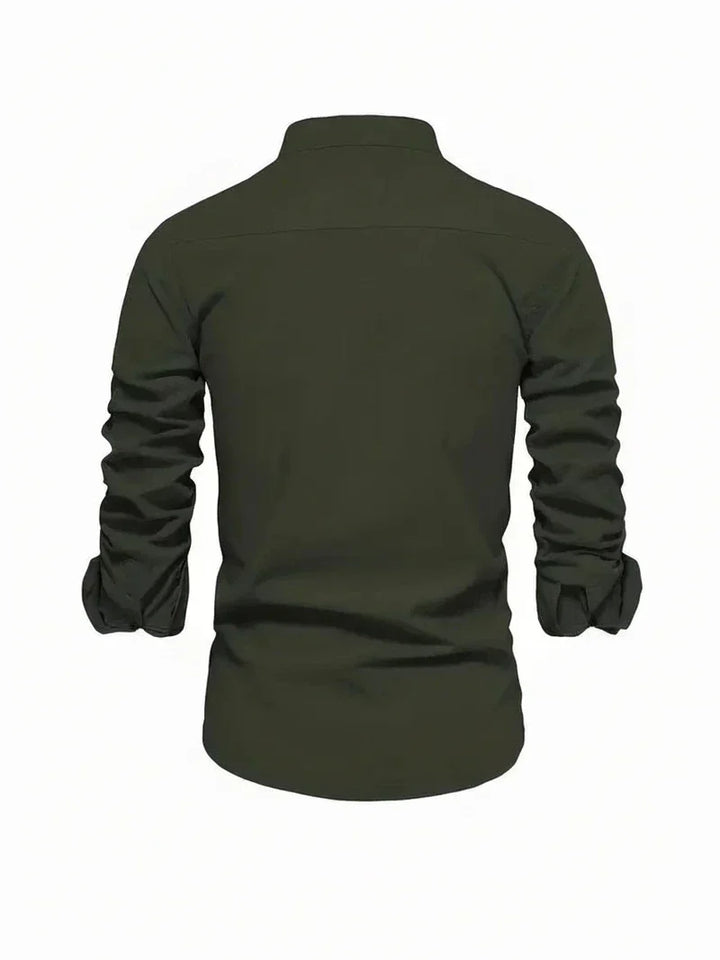 Yannick | Herren Stehkragen Knopfleiste Freizeit Shirt