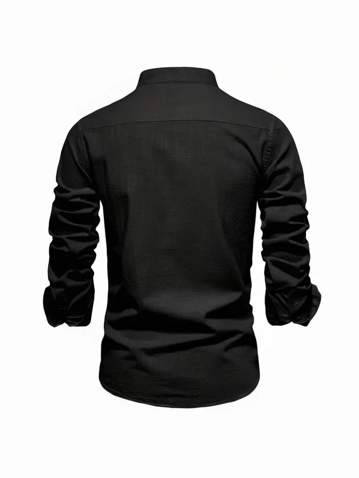 Yannick | Herren Stehkragen Knopfleiste Freizeit Shirt