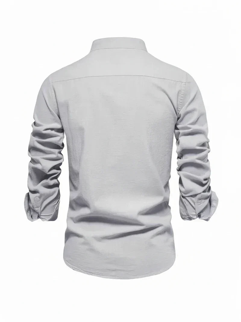 Yannick | Herren Stehkragen Knopfleiste Freizeit Shirt