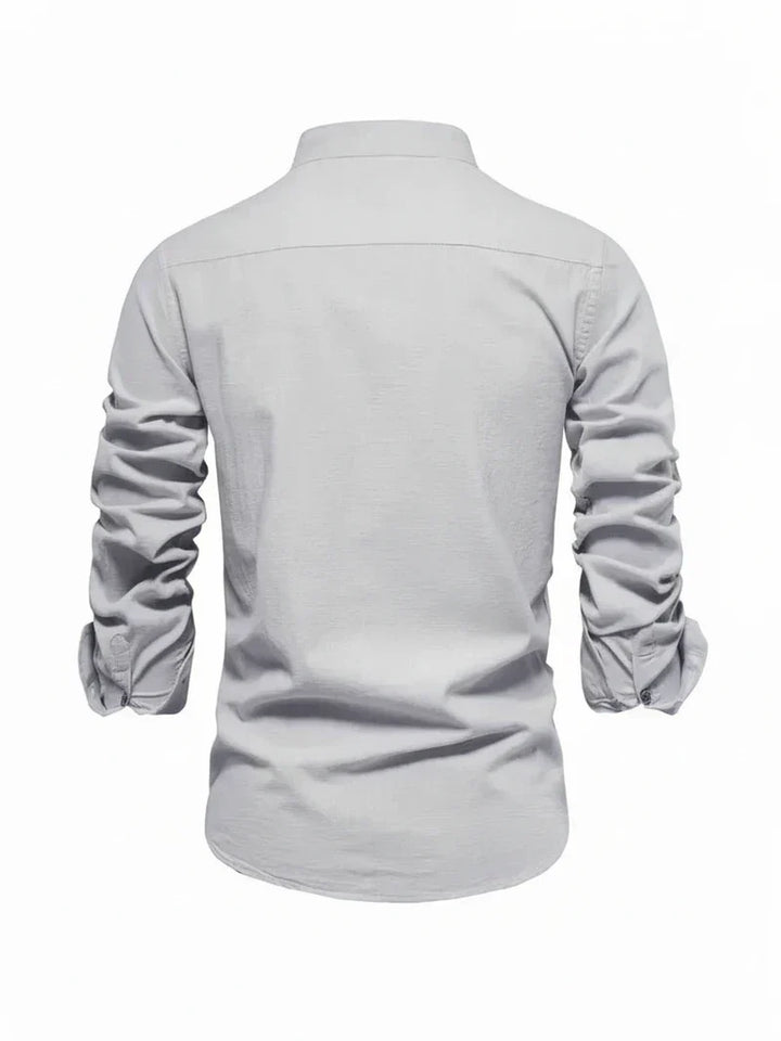 Yannick | Herren Stehkragen Knopfleiste Freizeit Shirt