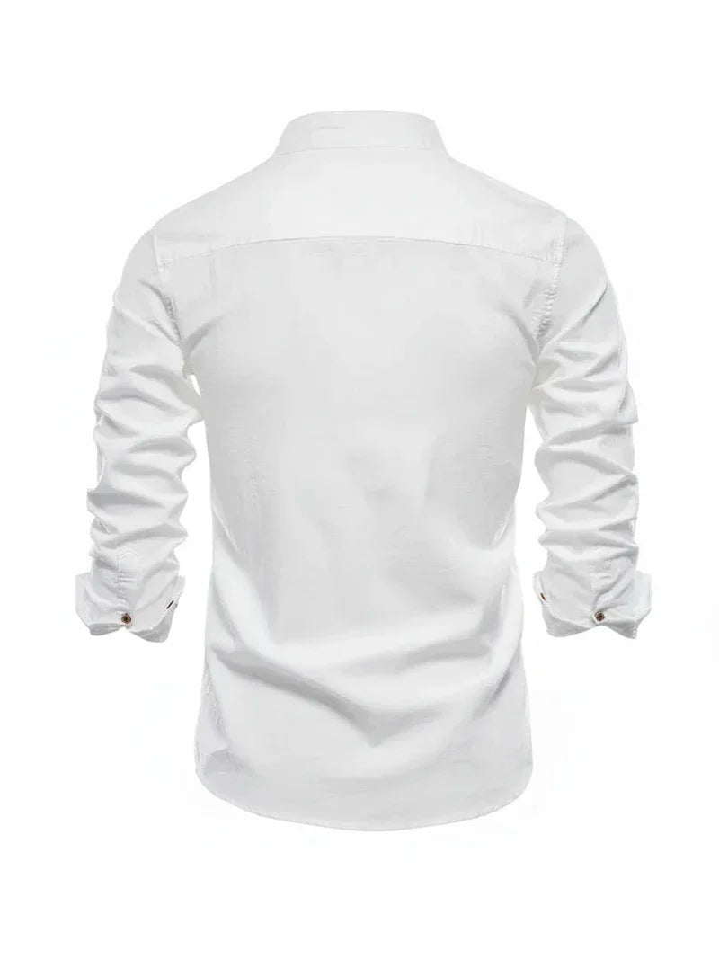 Yannick | Herren Stehkragen Knopfleiste Freizeit Shirt