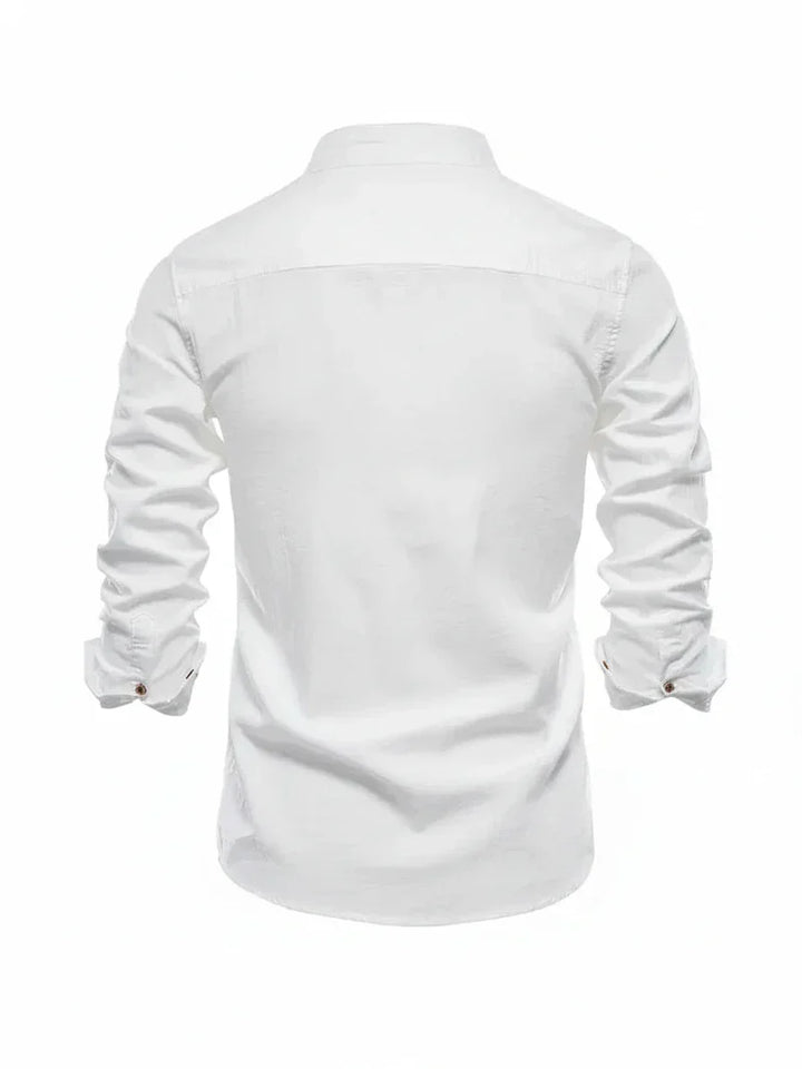 Yannick | Herren Stehkragen Knopfleiste Freizeit Shirt