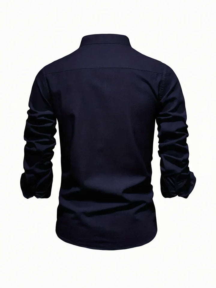 Yannick | Herren Stehkragen Knopfleiste Freizeit Shirt