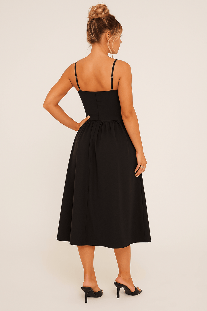 Julia | Damen Ärmelloses Midikleid mit ausgestelltem Schnitt