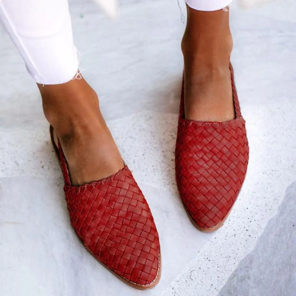 Verena | Damen Frühlings Geflochtene Slingback-Ballerinas