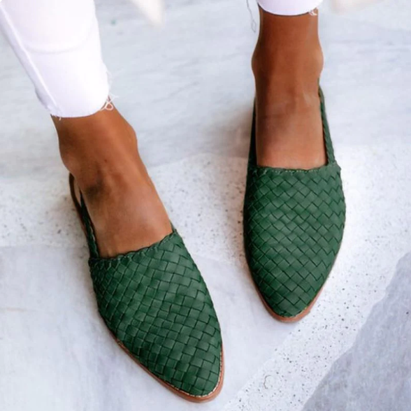Verena | Damen Frühlings Geflochtene Slingback-Ballerinas