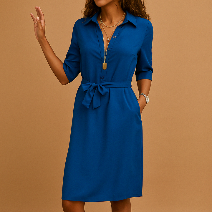 Johanna | Damen Frühjahrs Hemdblusenkleid mit Gürtel