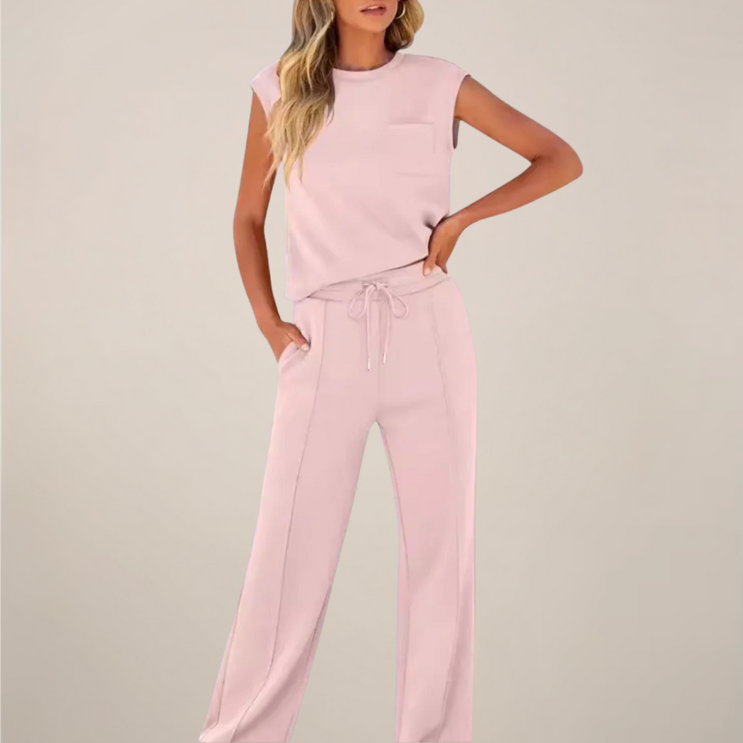 Leonie | Damen Ärmelloses Top Mit Kordelzug Hose Set