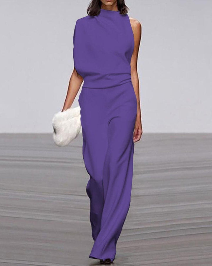 Viviane | Damen Ein Schulter Jumpsuit mit Weitem Bein