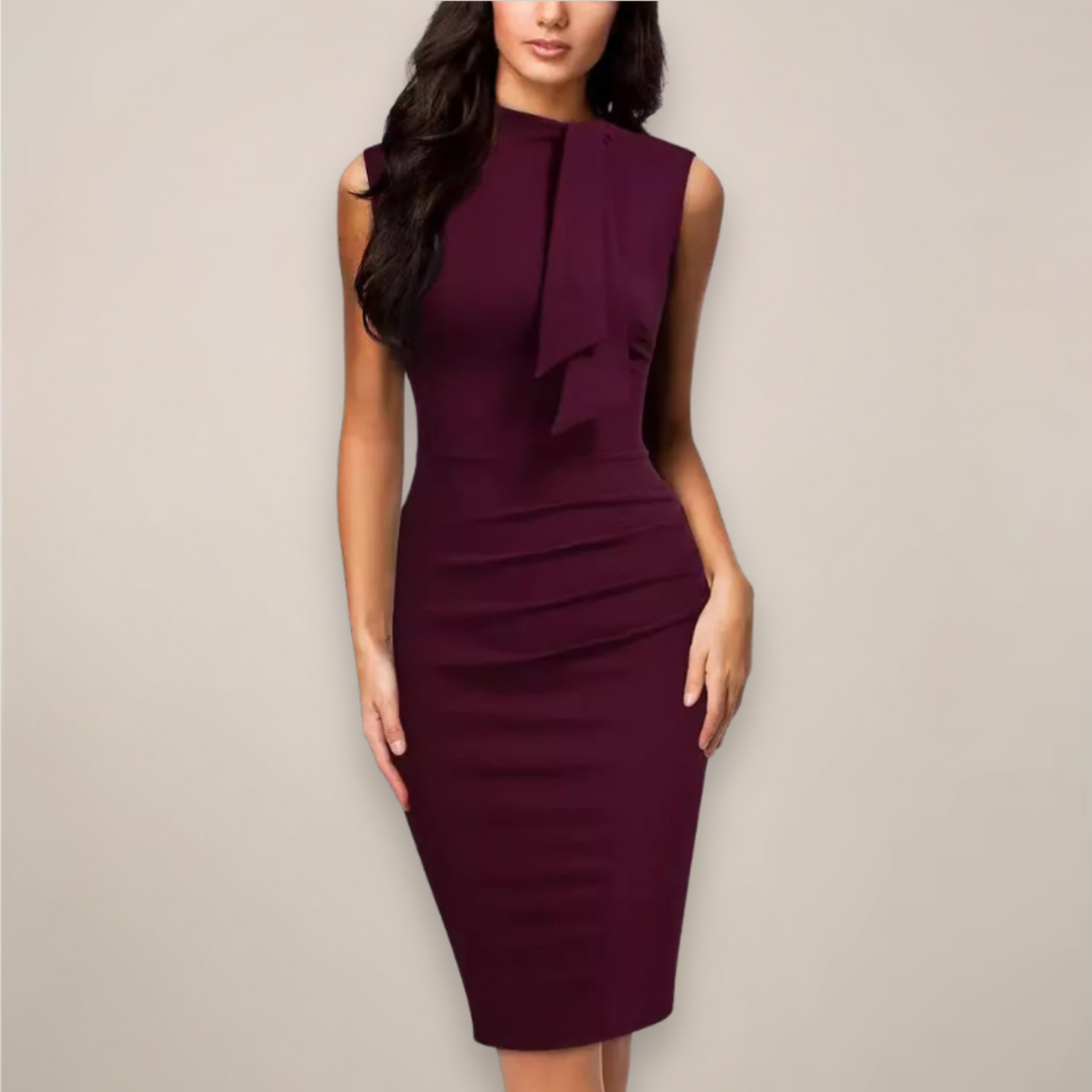 Nadine | Damen Ärmelloses High-Neck Midikleid