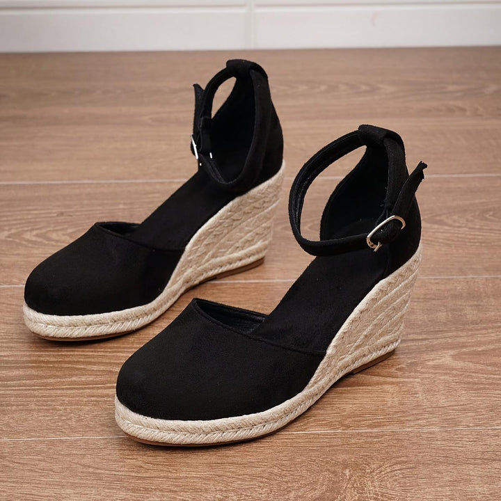 Anna | Damen Lässige Keilsandalen mit Knöchelschnalle