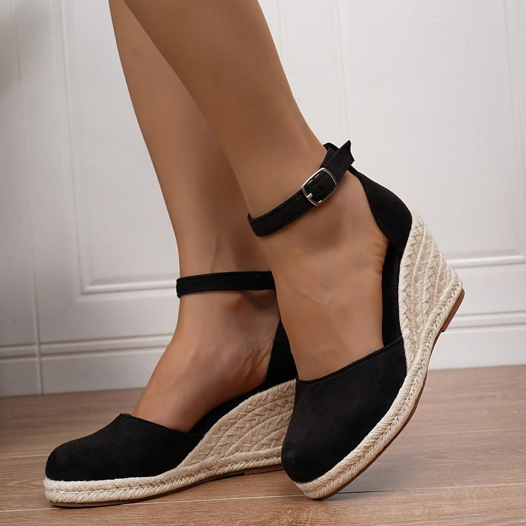 Anna | Damen Lässige Keilsandalen mit Knöchelschnalle