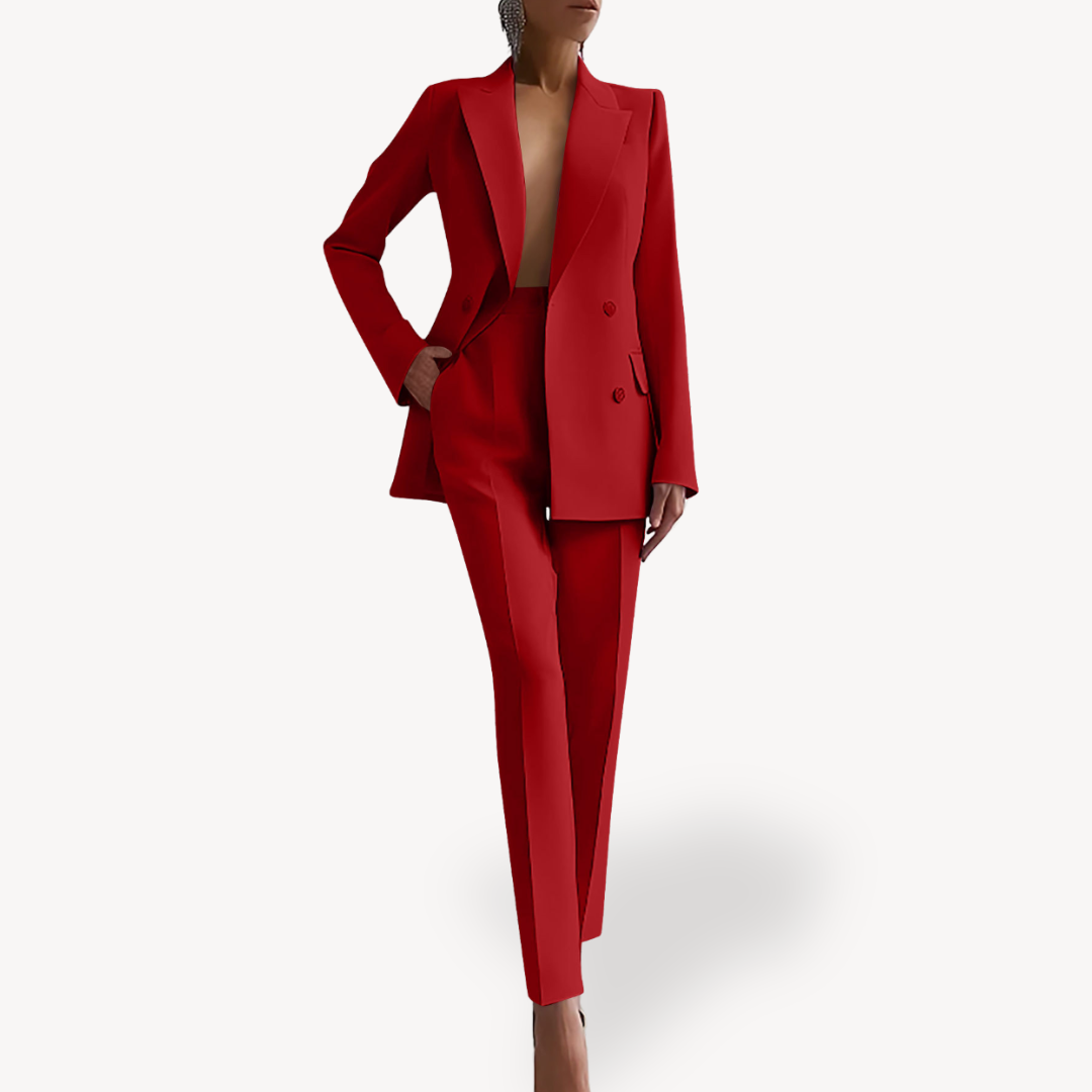 Leonie | Damen Elegantes Maßgeschneidertes Anzug-Set mit langem Blazer