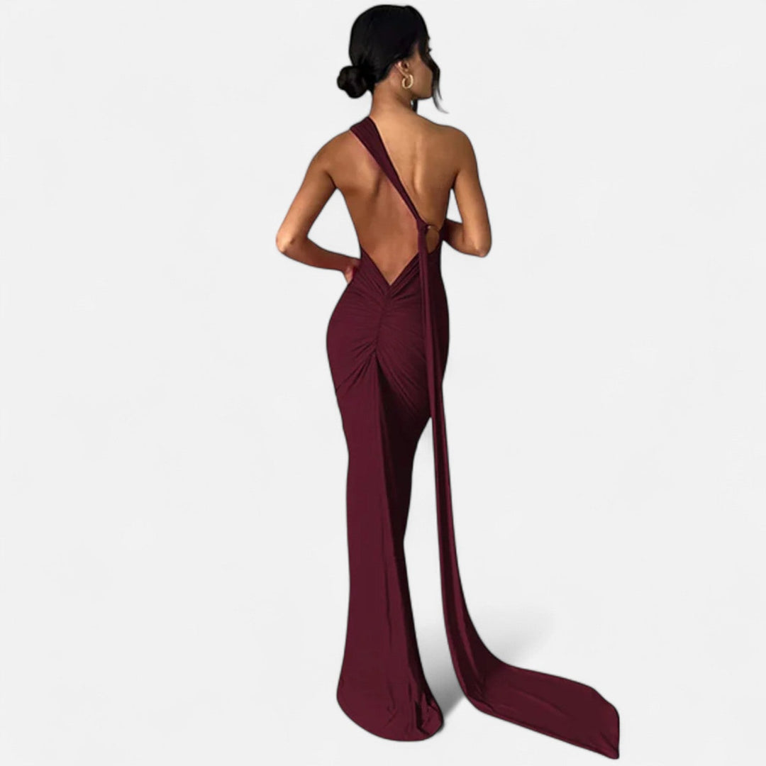 Lara | Damen Maxikleid mit Ein-Schulter-Neckholder