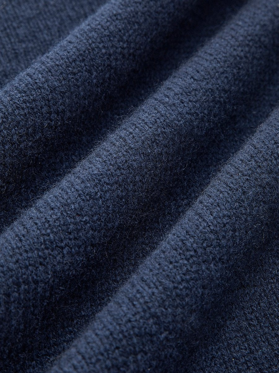 Amelie | Damen 2-in-1 Strick-Sweater mit Denim-Kragen und Metallknöpfen