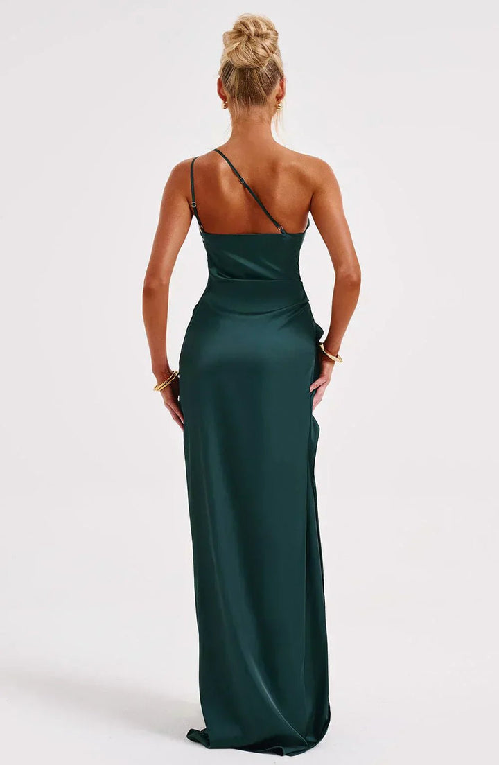 Hannah | Damen Asymmetrisches One-Shoulder Abendkleid Maxi mit Beinschlitz