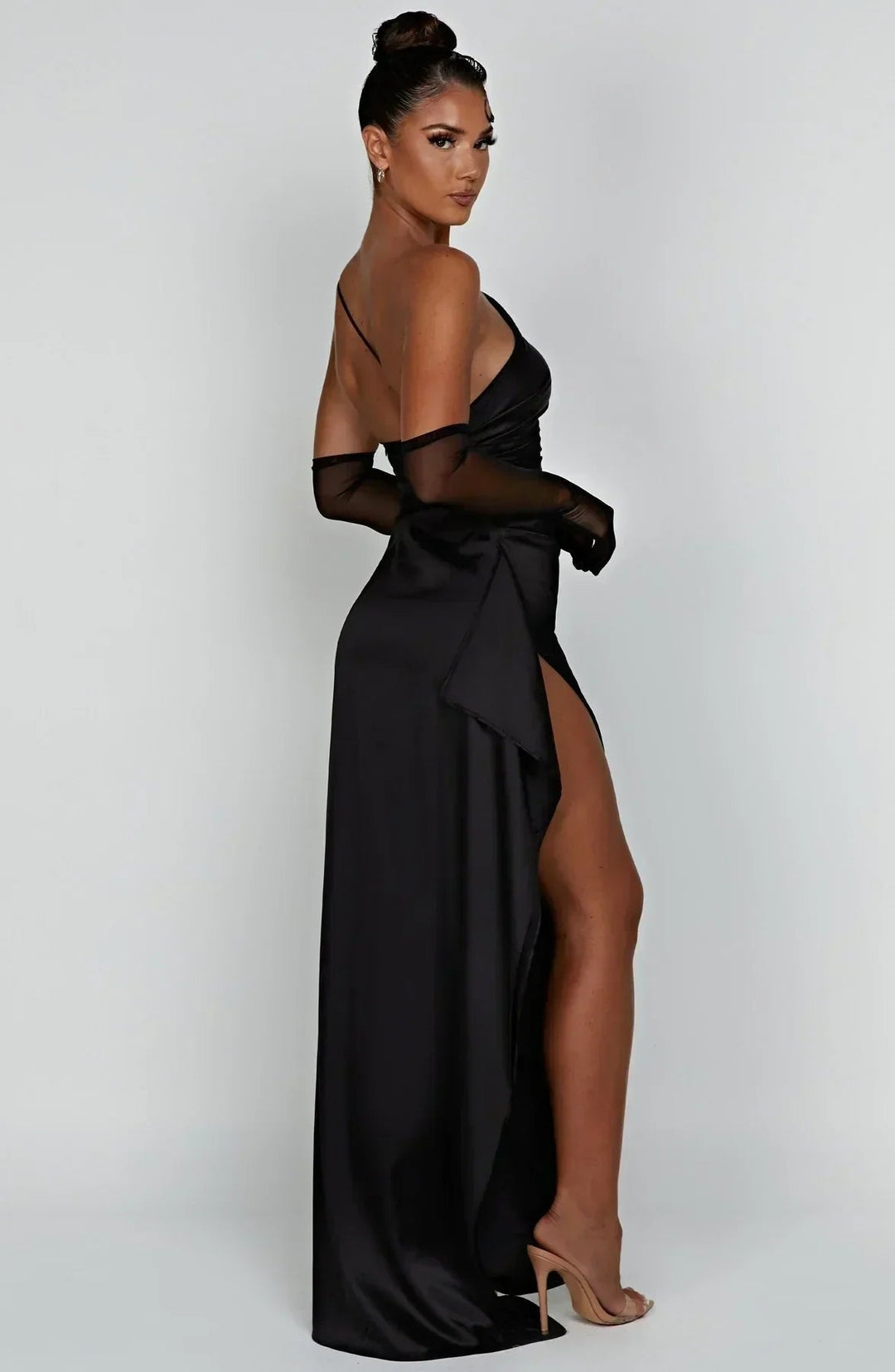 Hannah | Damen Asymmetrisches One-Shoulder Abendkleid Maxi mit Beinschlitz