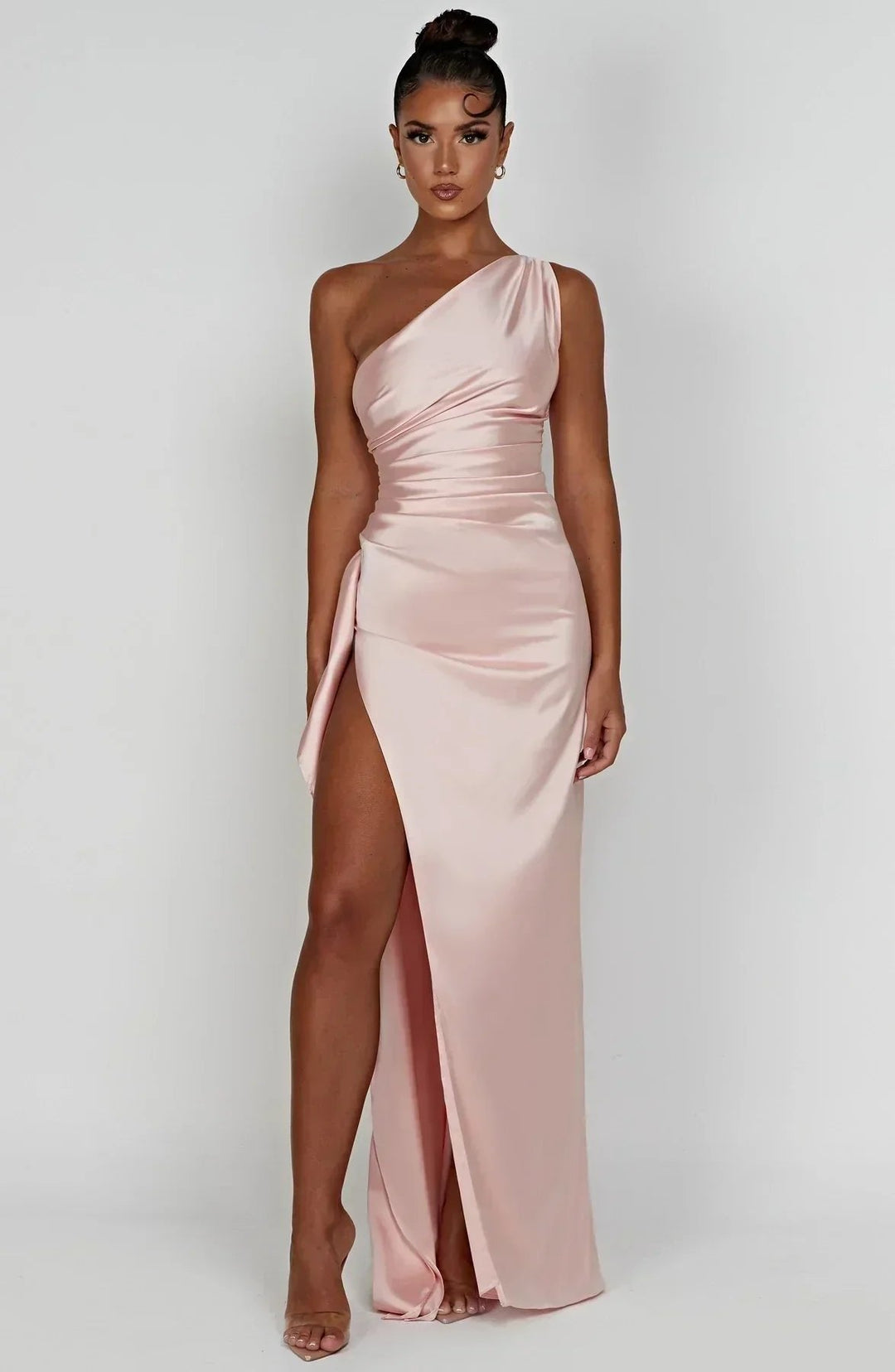 Hannah | Damen Asymmetrisches One-Shoulder Abendkleid Maxi mit Beinschlitz