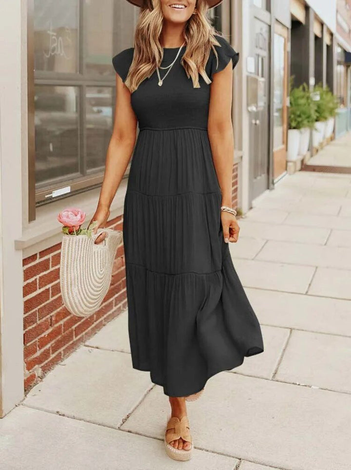 Johanna | Damen Bauchkontrolle Gestuftes Midi-Kleid