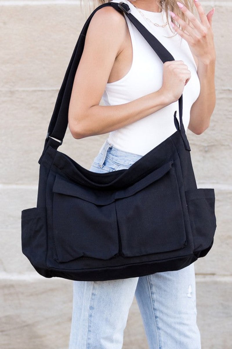 Elfriede | Damen Übergroße Canvas Tote Bag Messenger Schultertasche