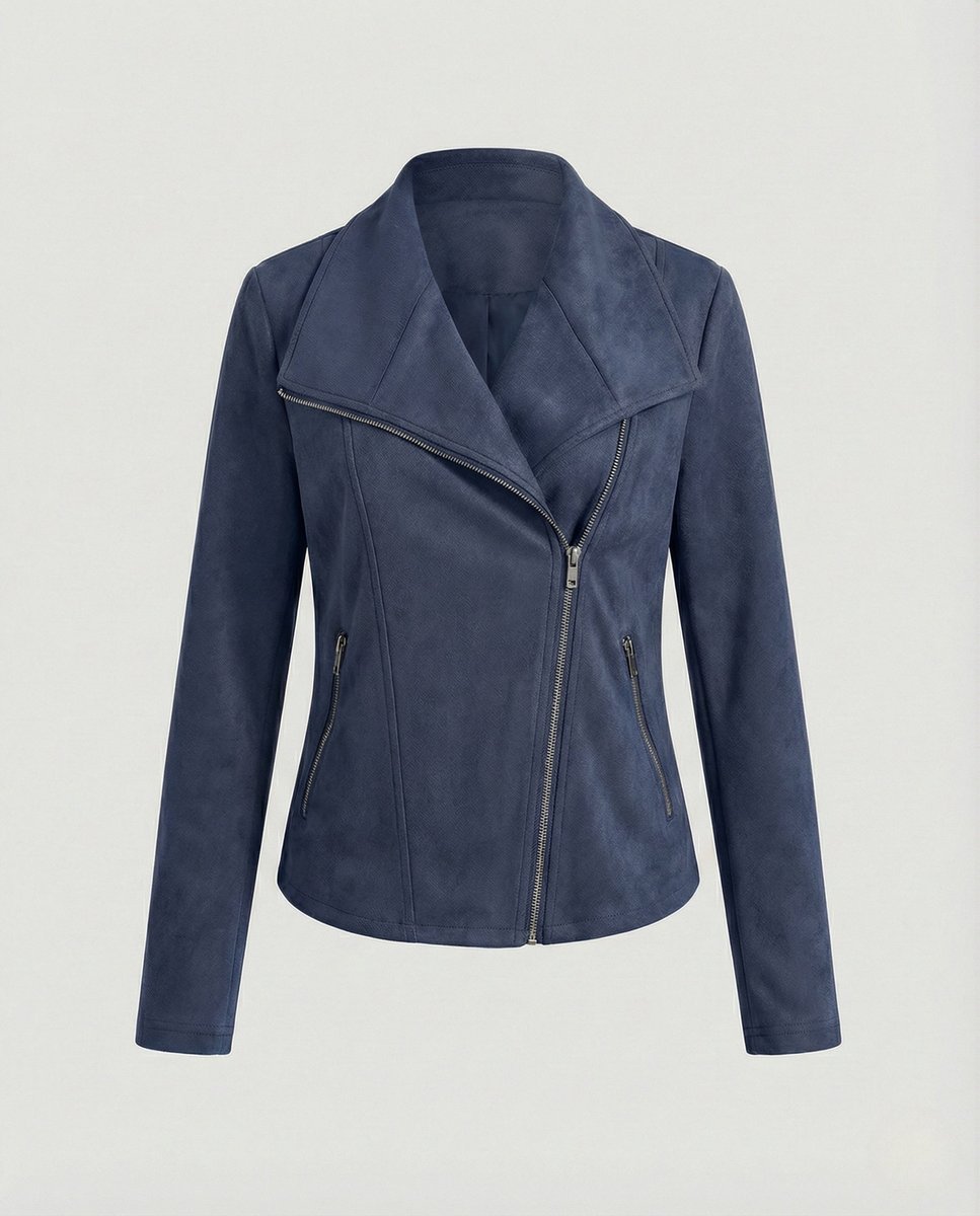 Nora | Damen Bikerjacke Kunstleder Wildlook asymmetrischer Reißverschluss