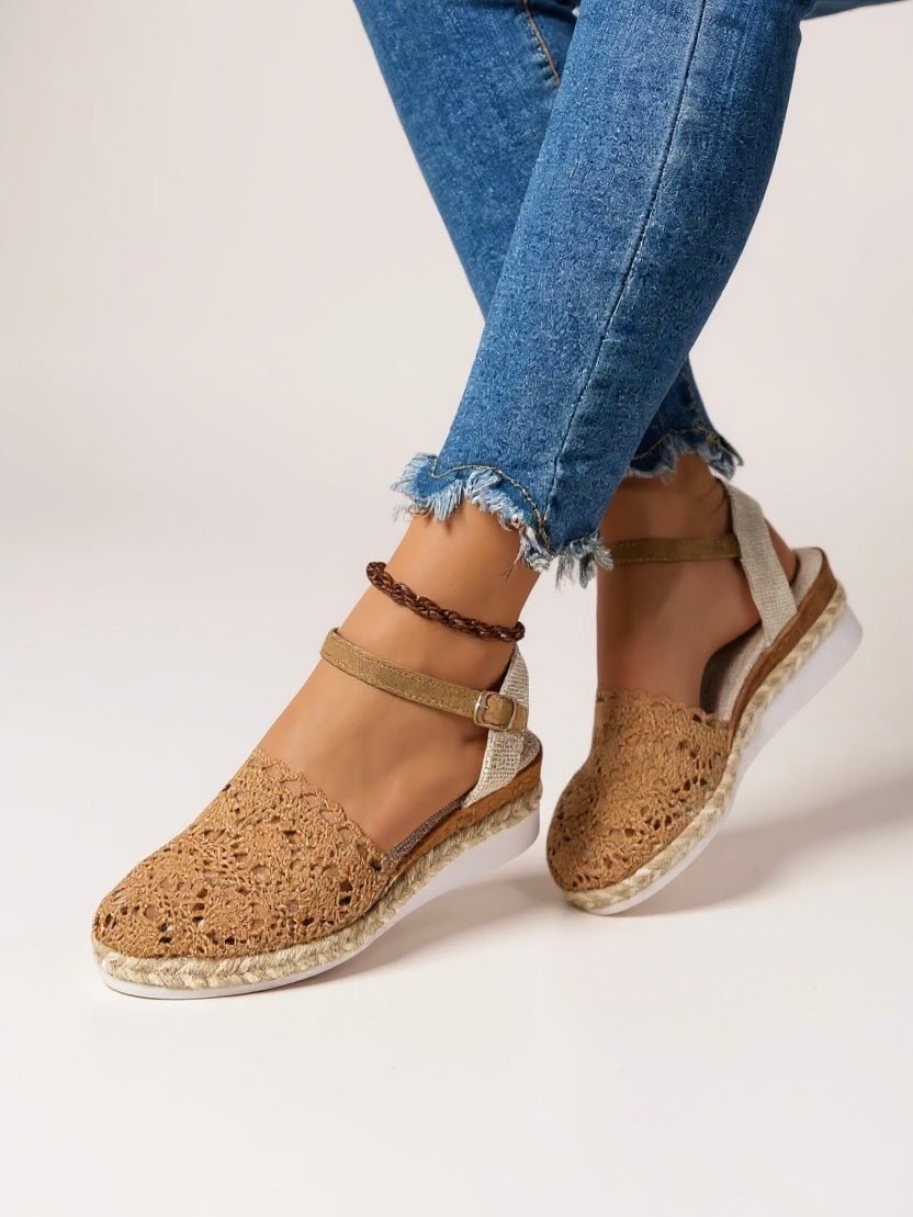 Annika | Damen Boho Häkel Platform Sandalen mit Knöchelriemen