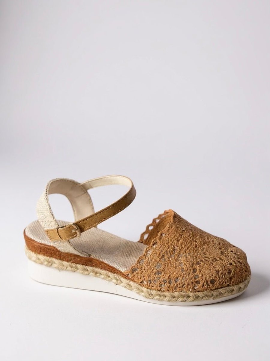Annika | Damen Boho Häkelwerk Espadrille Comfortable Sandals Knöchelriemen